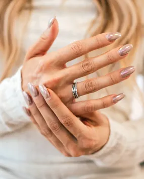 White Gold Rhinestone Ring Set