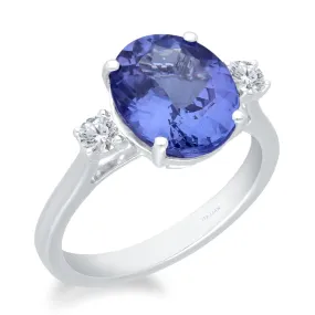 White Gold Tanzanite & Diamond Heirloom Ring