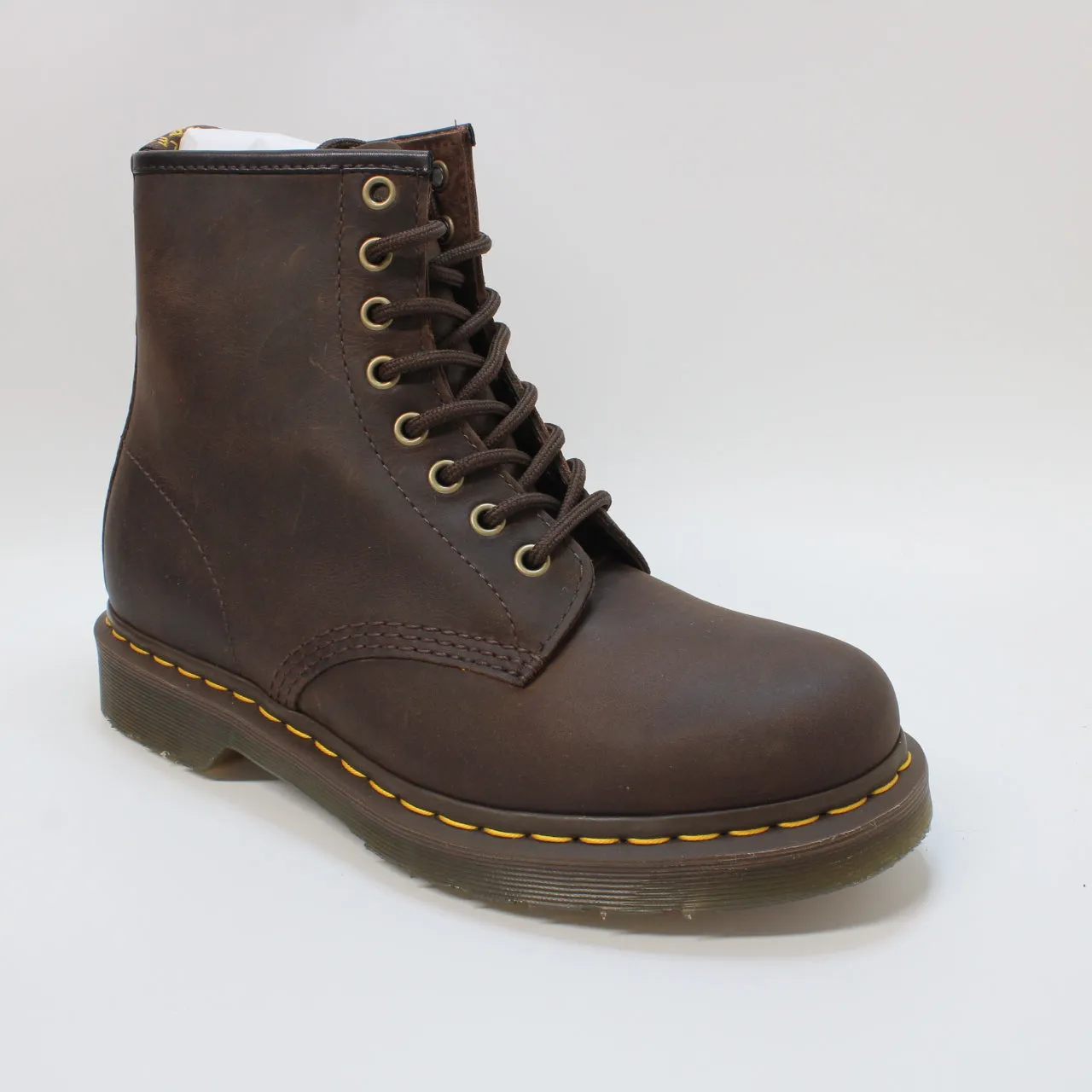 Womens Dr. Martens 8 Eyelet Lace Up Boots Dark Brown Crazy Horse