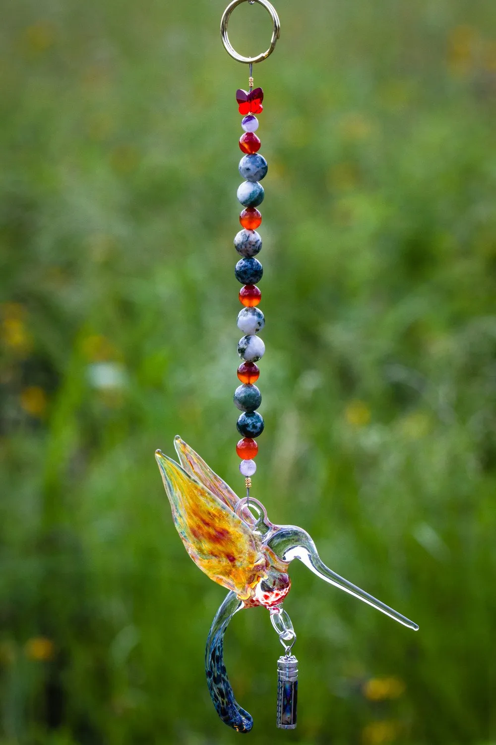 Yellow and Red Hummingbird with Keepsake Vial